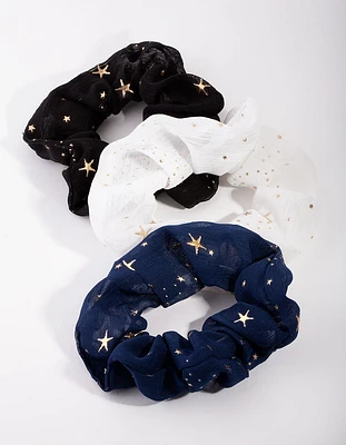 Fabric Star Detail Pack Scrunchies