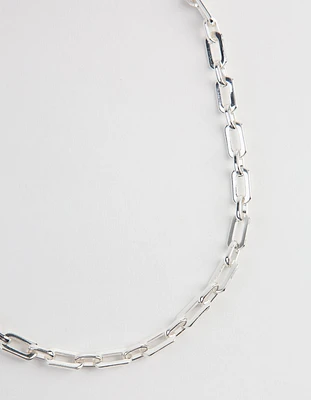 Silver Rectangle Link Necklace