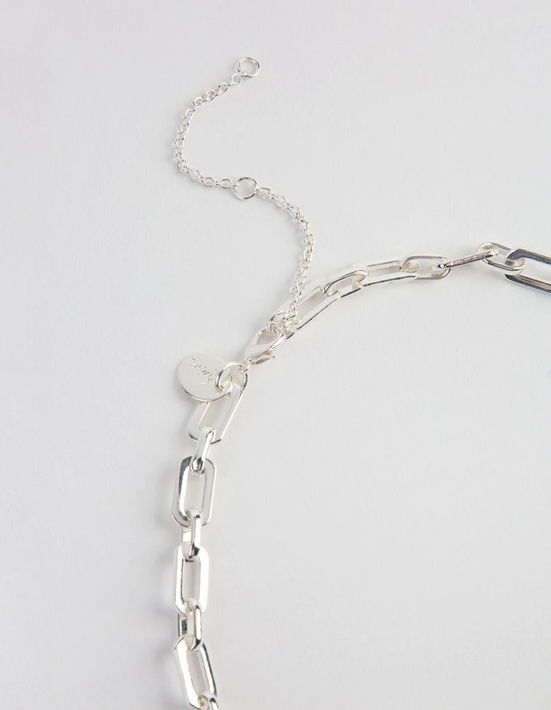 Silver Rectangle Link Necklace