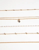 Gold Diamante & Pearl Choker 6-Pack