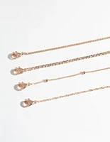 Rose Gold Diamante Twist Bracelet & Anklet 4-Pack Set