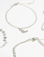 Rhodium 4-Pack Celestial Anklet or Bracelet