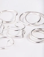 Silver Multi Band 8-Pack Rings