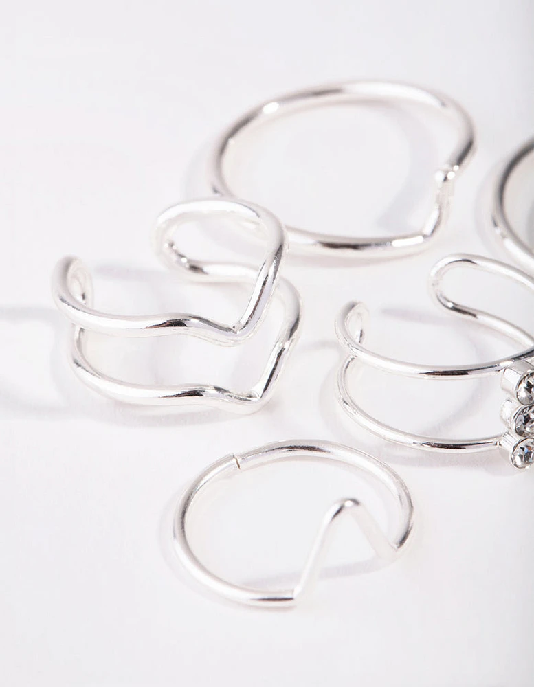 Silver Multi Band 8-Pack Rings