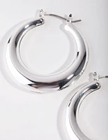 Silver Basic Smooth Hoop Earrings