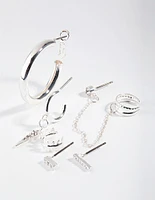 Silver Hoop & Diamante Pack Earring