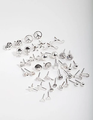 Silver Mismatch Bowtie 20-Pack Earring