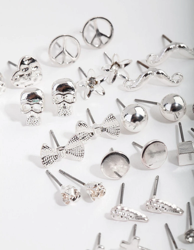 Silver Mismatch Bowtie 20-Pack Earring