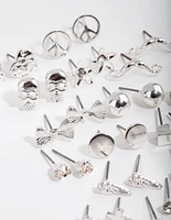 Silver Mismatch Bowtie 20-Pack Earring