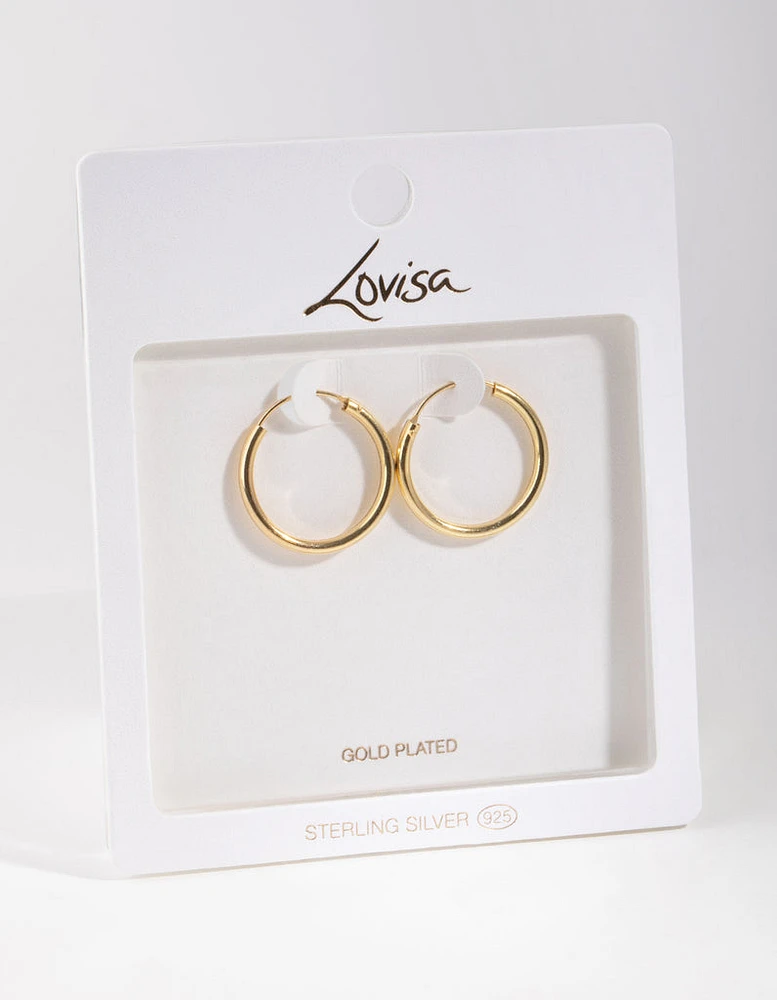 Gold Plated Sterling Silver 25mm Hoop Earrings