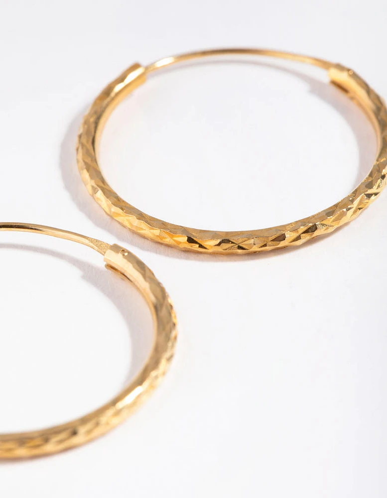 Gold Plated Sterling Silver 25mm Diamond Cut Hoop Earrings