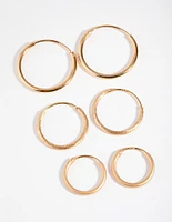 Gold Plated Sterling Silver Station Hoop Pack Earring