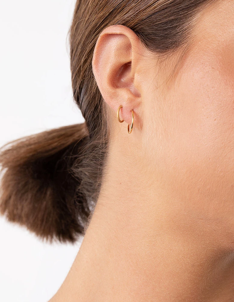 Gold Plated Sterling Silver Station Hoop Pack Earring