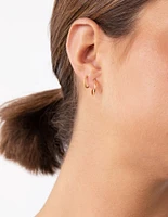 Gold Plated Sterling Silver Station Hoop Pack Earring