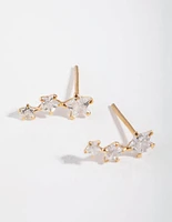 Gold Plated Cubic Zirconia Star Crawler Earrings