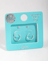 Sterling Silver Star Stud & Hoop Earrings