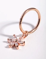 Rose Gold Surgical Steel Cubic Zirconia Flower Charm Belly Ring