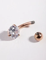 Surgical Steel Cubic Zirconia Mini Bellybutton Ring