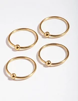 Gold Ball Nose Ring 4-Pack