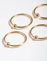 Gold Ball Nose Ring 4-Pack