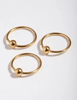 Surgical Steel Gold Ball Upper Hoop Earring Pack