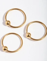 Surgical Steel Gold Ball Upper Hoop Earring Pack