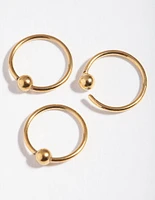 Surgical Steel Gold Ball Upper Hoop Earring Pack