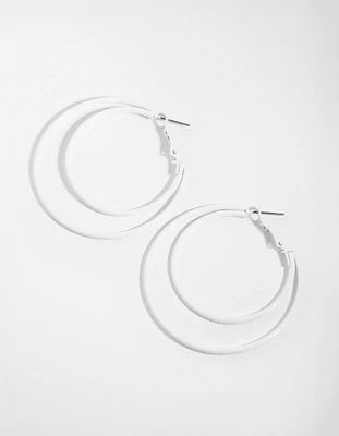 Matte White Double Hoop Earrings