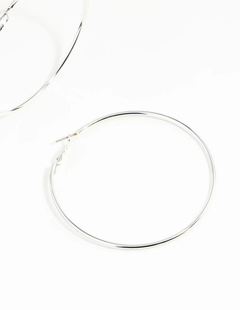 Silver Medium Hoop Earrings