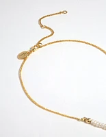 Gold Pearl & Disc Necklace