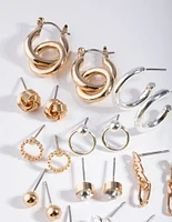 Mixed Metals Chain & Hoop 16-Pack Earring