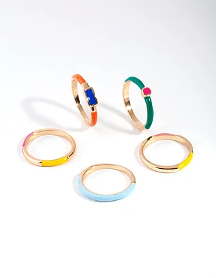 Gold Matte Bright 5-Pack Ring Set