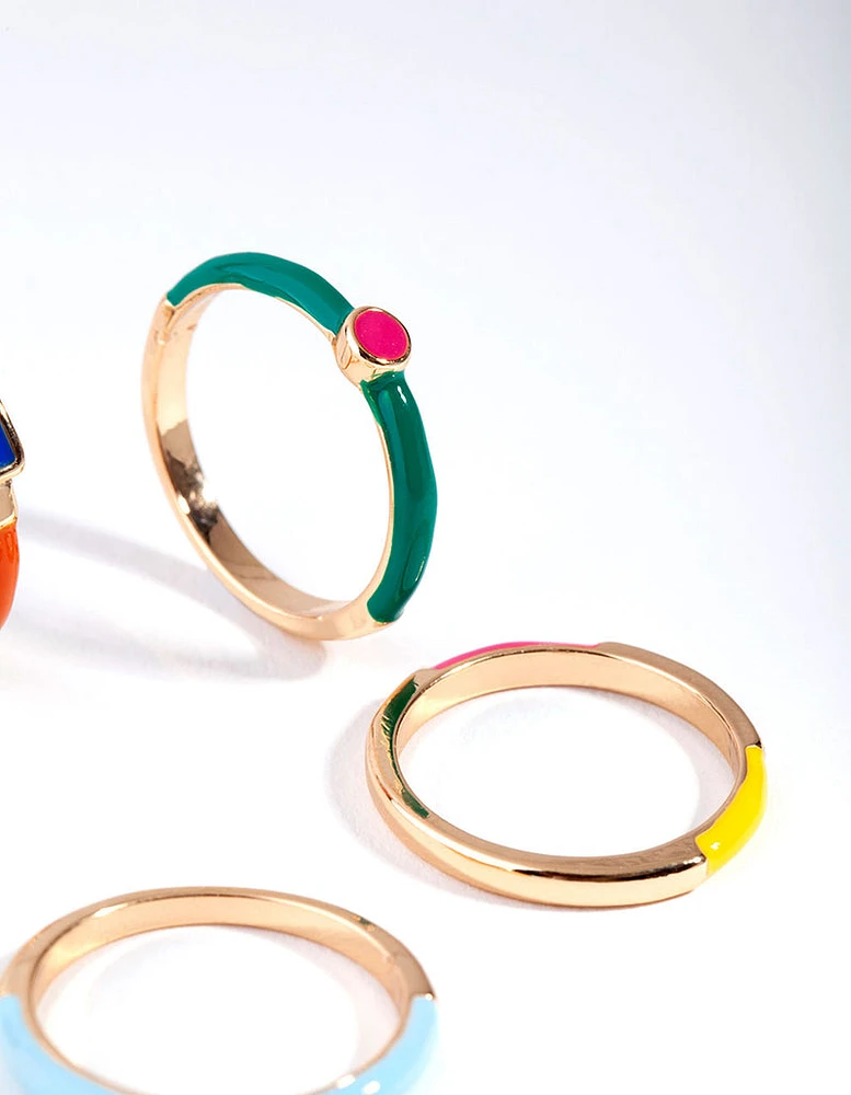 Gold Matte Bright 5-Pack Ring Set