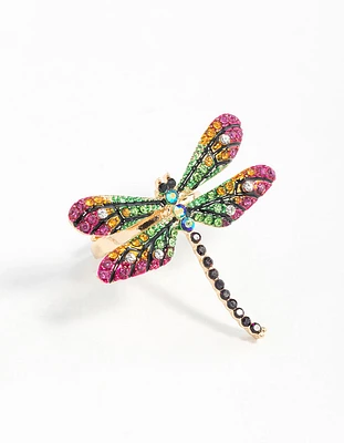 Gold Rainbow Dragonfly Ring