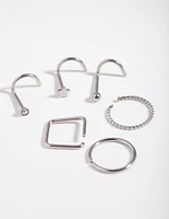 Surgical Steel  Twist Square Nose Stud 6-Pack