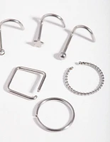 Surgical Steel  Twist Square Nose Stud 6-Pack