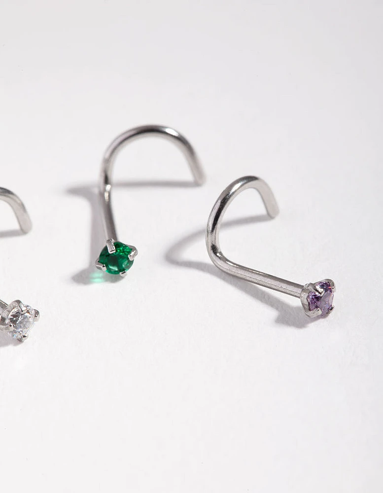 Surgical Steel Classic Gem Nose Stud Pack