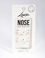 Surgical Steel Classic Gem Nose Stud 6-Pack