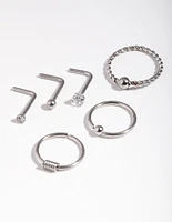 Surgical Steel Diamante Twist Nose Stud 6-Pack