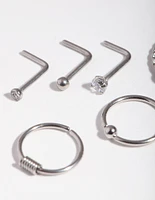 Surgical Steel Diamante Twist Nose Stud 6-Pack