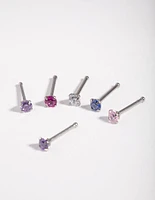 Surgical Steel Diamante Nose Stud 6-Pack