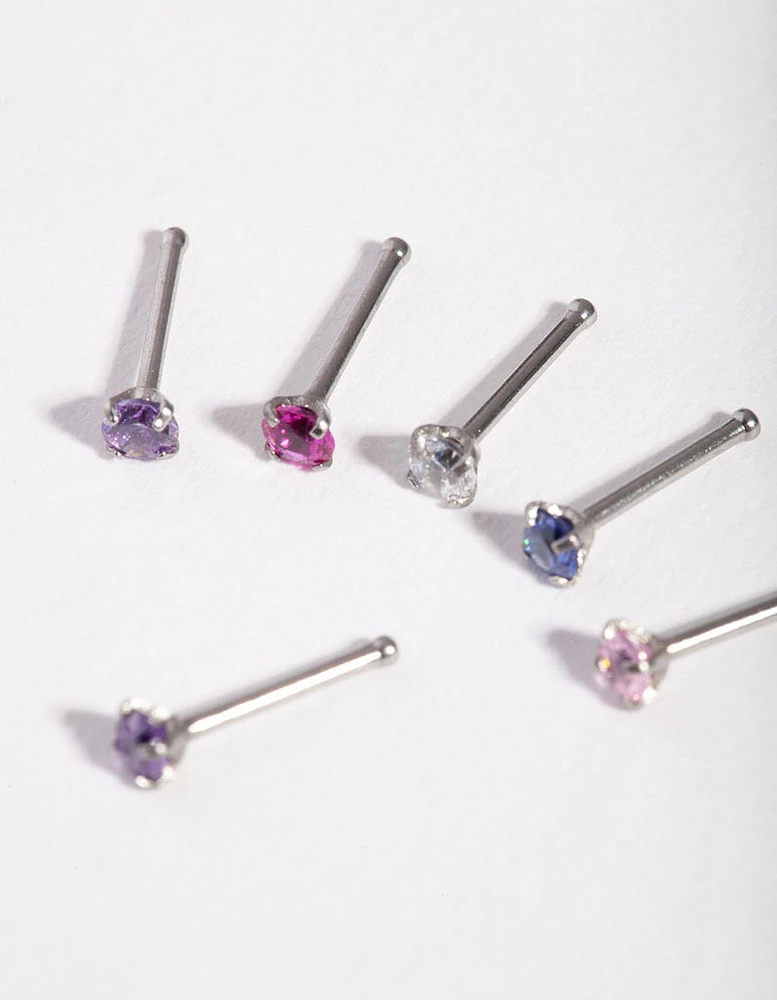 Surgical Steel Diamante Nose Stud 6-Pack