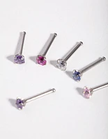 Surgical Steel Diamante Nose Stud 6-Pack