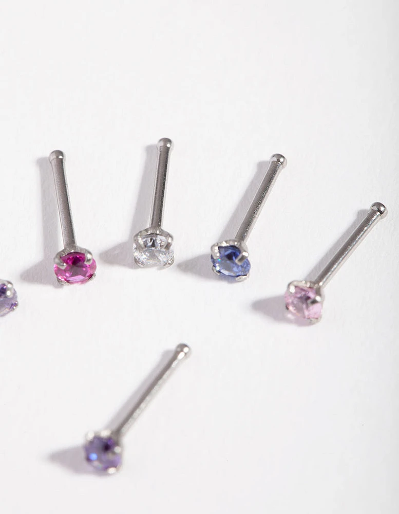 Surgical Steel Diamante Nose Stud 6-Pack