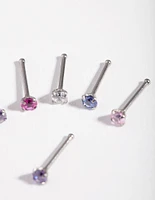 Surgical Steel Diamante Nose Stud 6-Pack