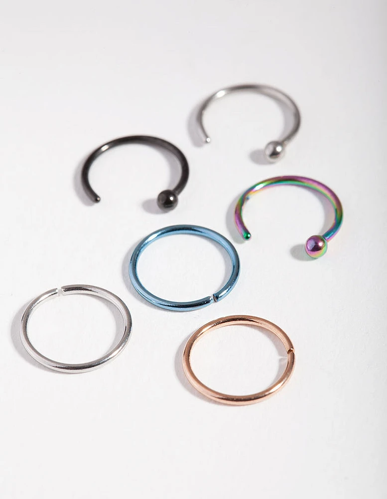 Open Ball Nose Ring 6-Pack