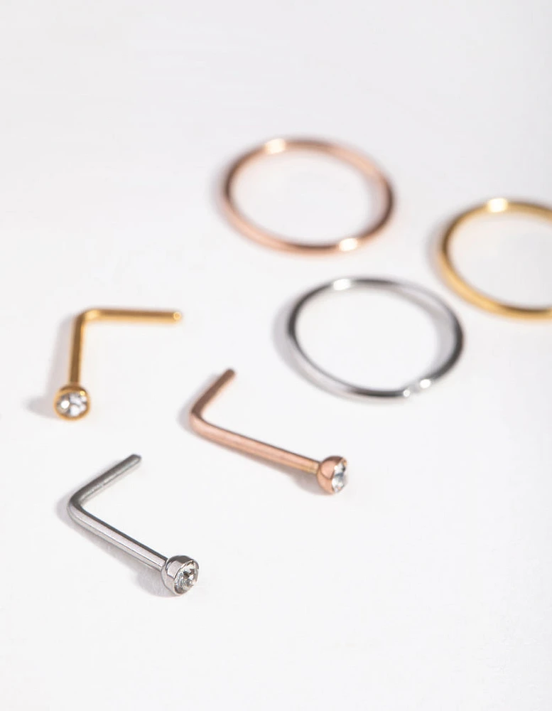 5mm Thick Nose Ring 6-Pack