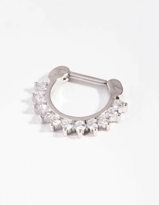 Rhodium Surgical Steel Cubic Zirconia Septum