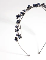 Gun Metal Wire Pearl Crystal Headband