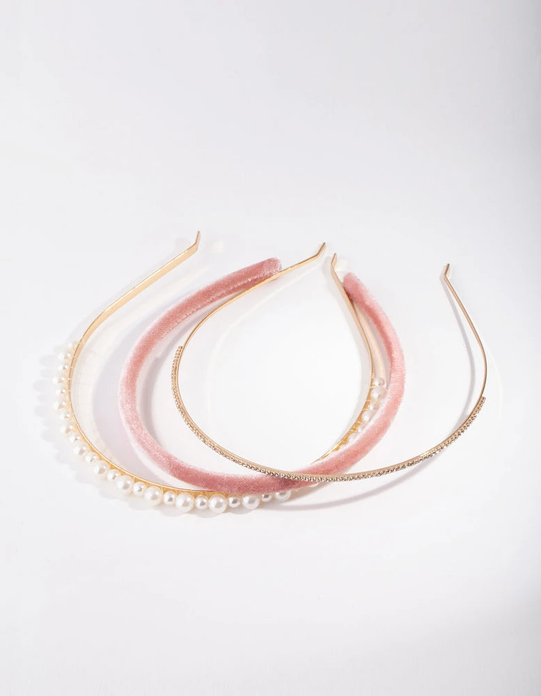 Gold Thin Popup Pearl Headband Pack